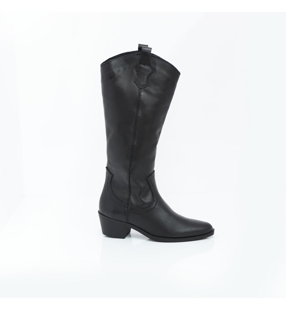 Hohe Stiefel aus Leder - schwarz
