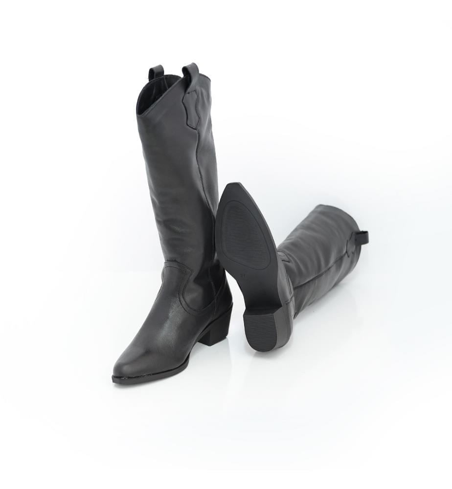Hohe Stiefel aus Leder - schwarz