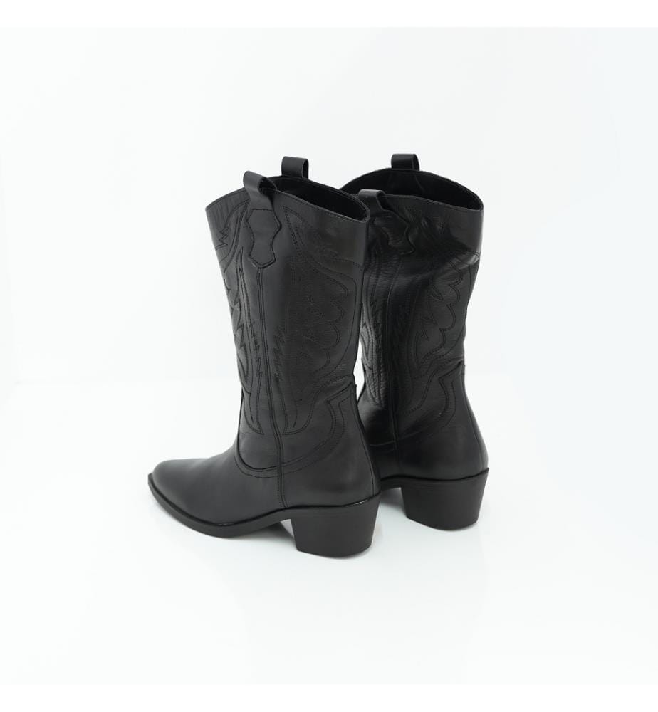 Hohe Stiefel aus Leder - schwarz