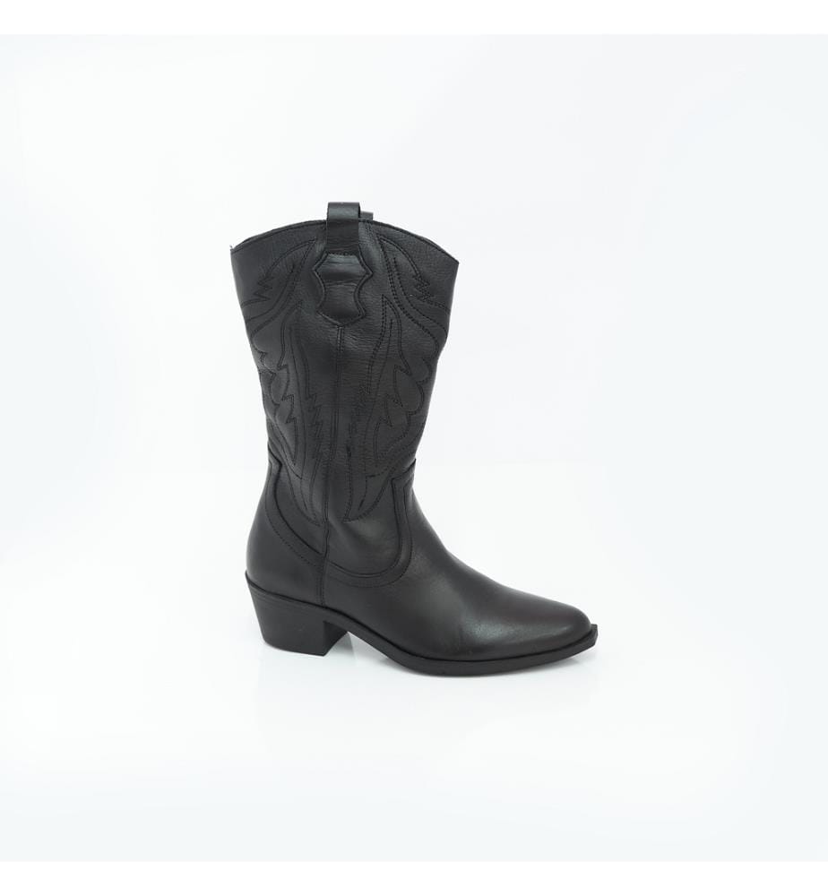 Hohe Stiefel aus Leder - schwarz