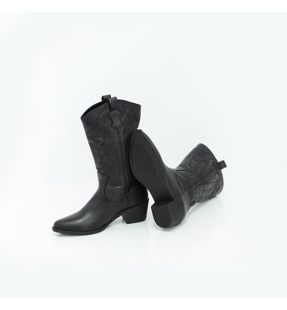 Hohe Stiefel aus Leder - schwarz