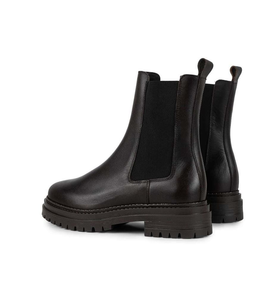 Leder Overknee-Stiefel - Braun