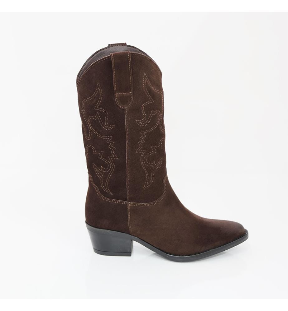 Hohe braune Wildlederstiefel