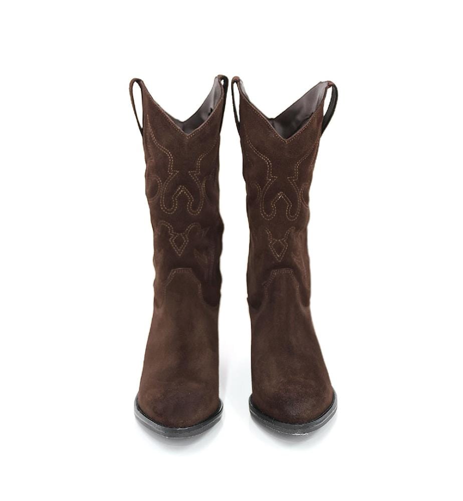 Hohe braune Wildlederstiefel