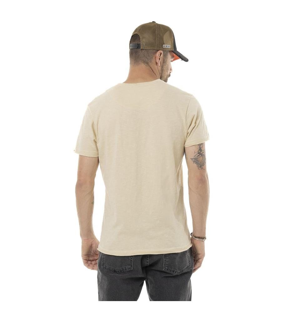 T-Shirt – Beige / Schwarz / Gelb / Bordeauxrot