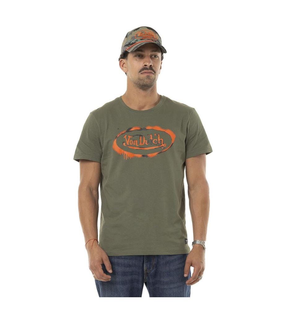 T-shirt - Khaki Green / Orange