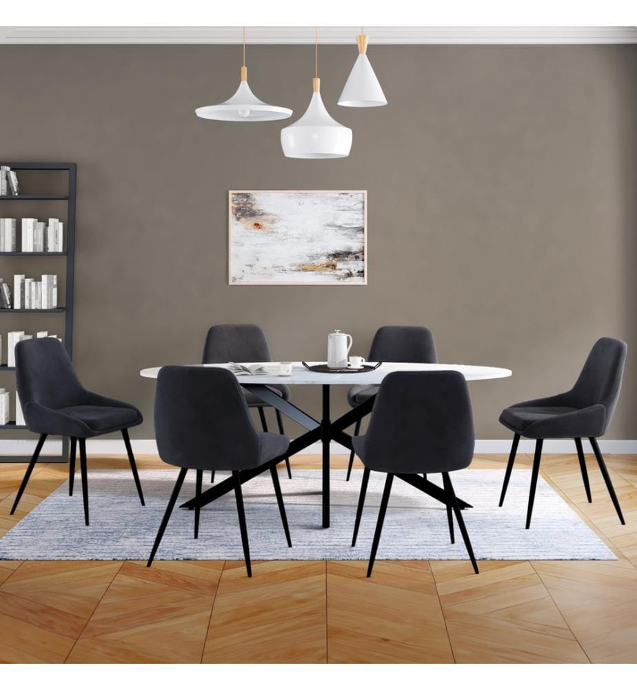 Set aus 6 Stühlen Olivia - Dunkelgrau und Metall
