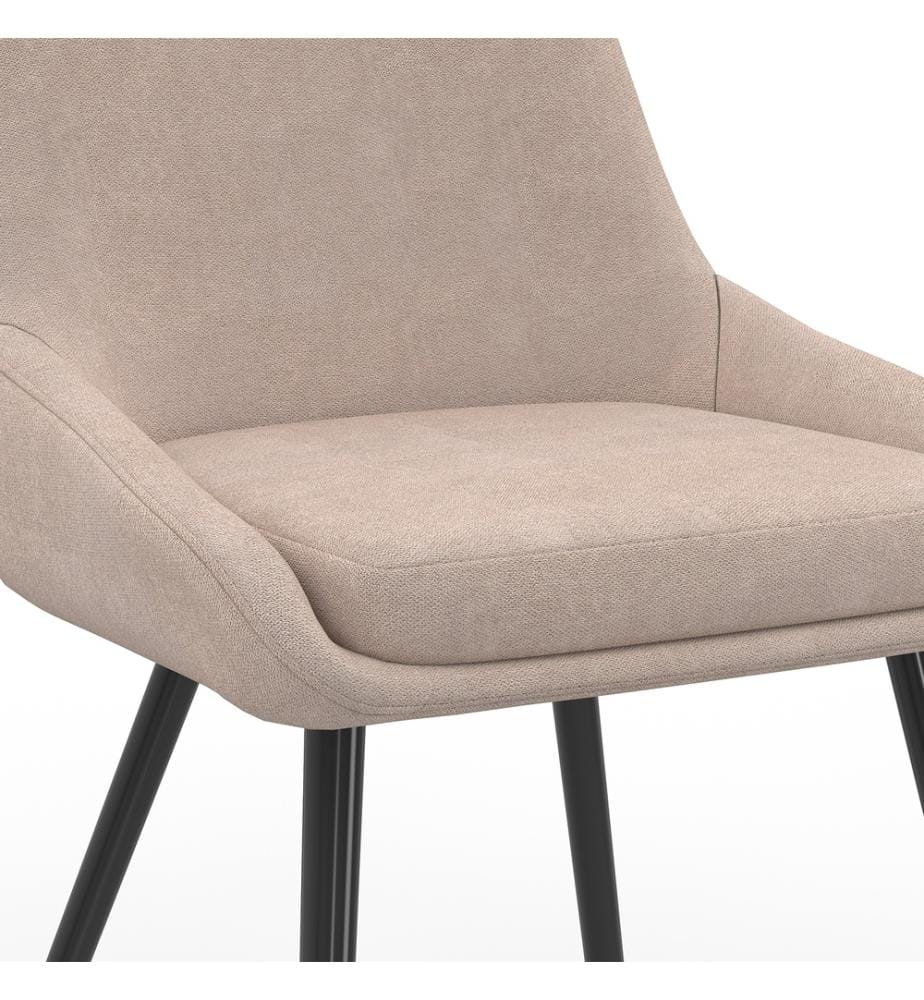 Lot de 6 Chaises Ornella assise tissu taupe et pieds métal noirs