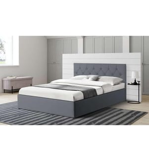 Letto matrimoniale Hannah con boxspring 140x190cm - Grigio