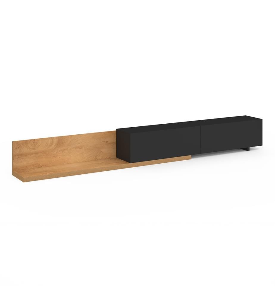 Meuble TV extensible Movena bois et noir L215-360cm