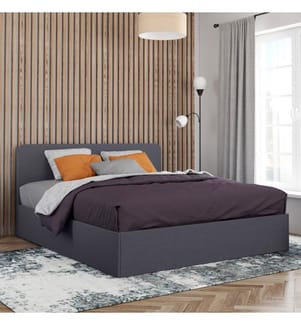 Letto Louise 160x200cm con testiera rotonda in tessuto - Grigio