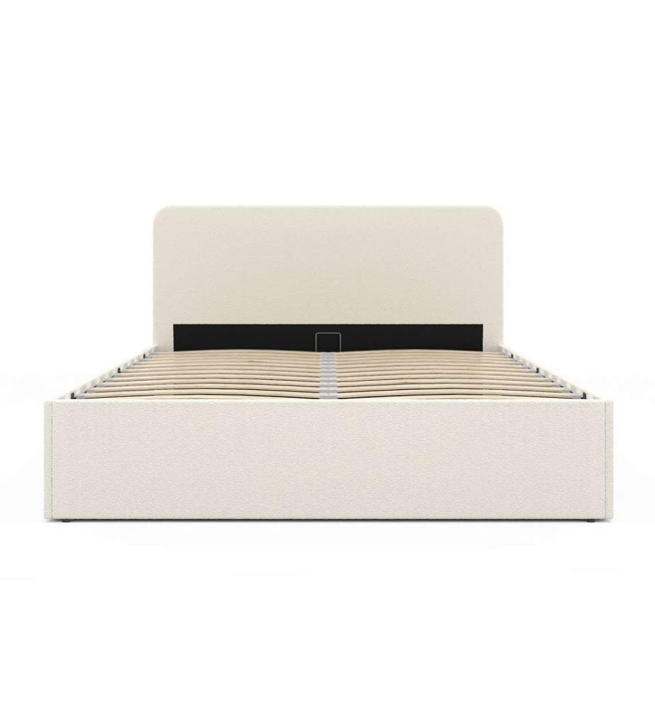 Letto Louise con base a ricciolo e testiera rotonda 140 x 190 cm - Crema