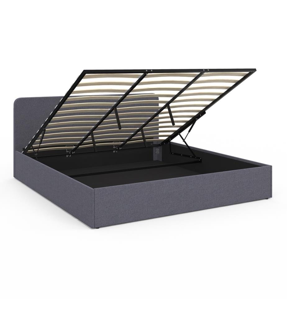 Louise box bed with box spring and rounded headboard 180x200cm - Grey