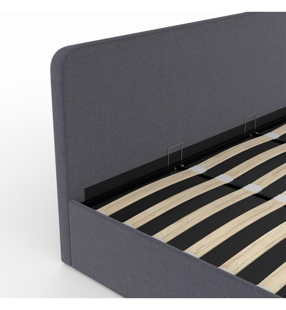 Louise box bed with box spring and rounded headboard 180x200cm - Grey