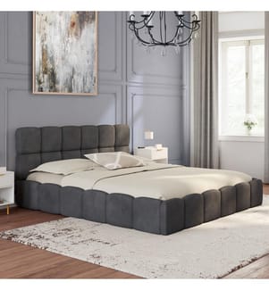 Letto con box a bolle d'aria e testata 160x200cm - Grigio