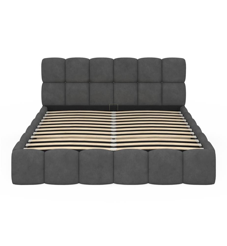 Lit coffre Bubble avec sommier et tête de lit 160x200cm - Gris