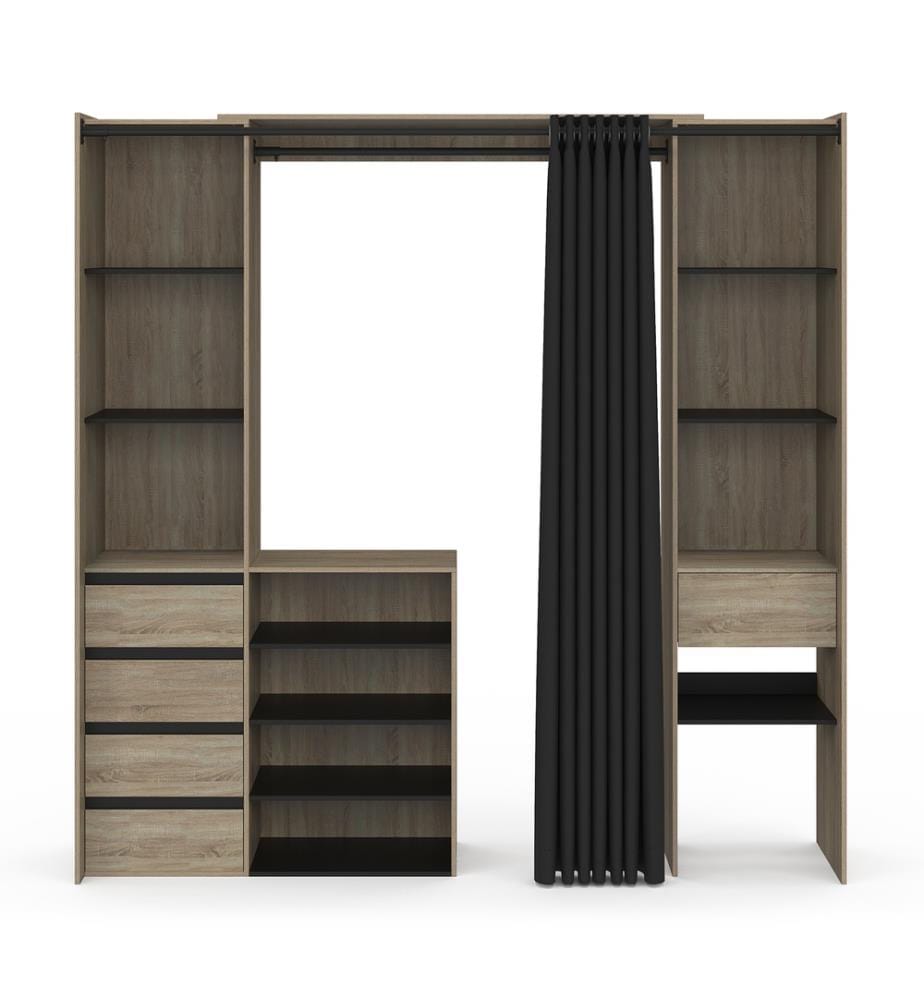 Ankleidezimmer Justine ausziehbar 120-180cm Holzeffekt 5 Schubladen Doppelsäule