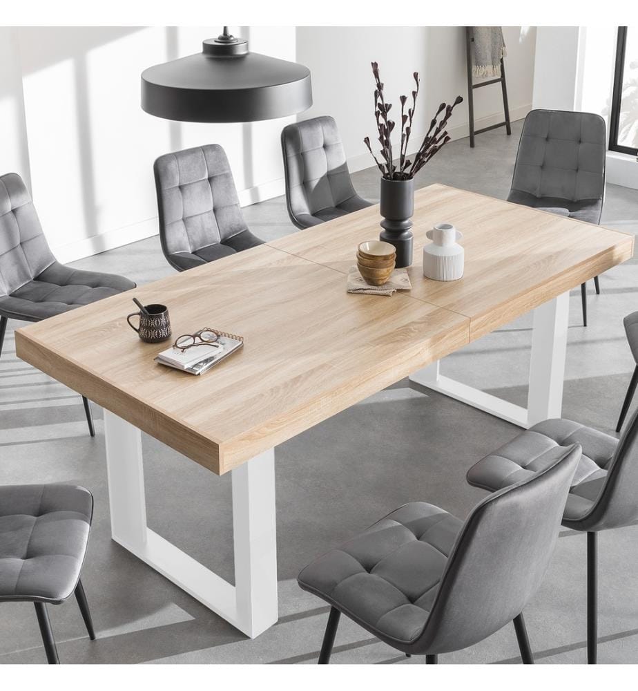 Table de Repas Extensible Brixton 200-300 x 90 x 75 cm - Brun & Blanc