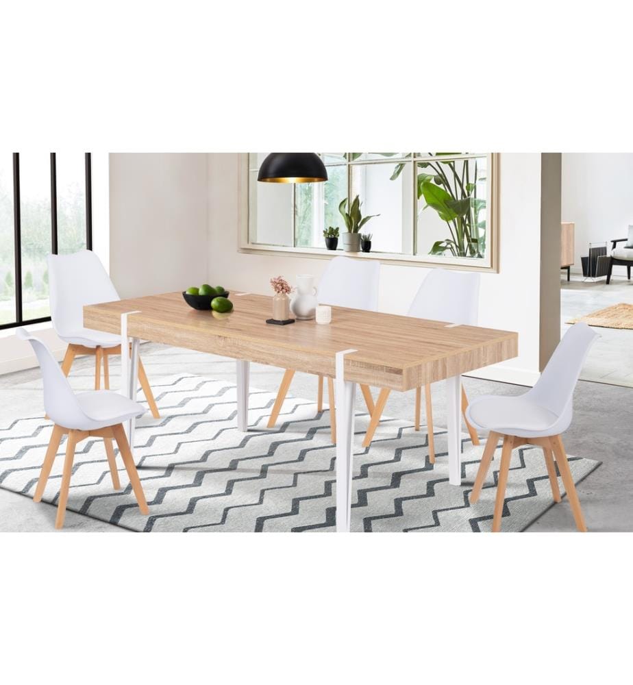 Table de Repas Hudson 200 x 90 x 76 cm - Bois & Blanc