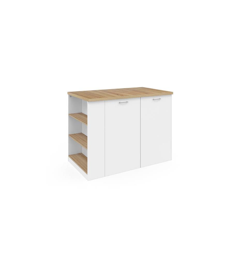 Kücheninsel Dario 120 x 70 x 90 cm - Braun & Weiss
