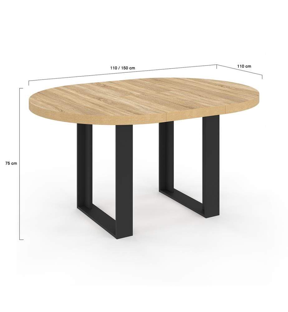 Table à manger ronde extensible Brixton Ø110-150cm