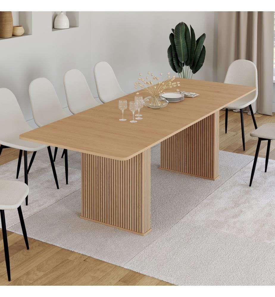 Faustine extendable dining table 160-240cm wood with tasseled legs