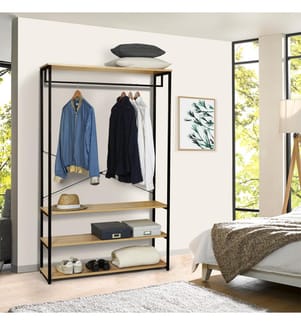 Ankleidezimmer - 90x40x167cm - Hellbraun und Schwarz