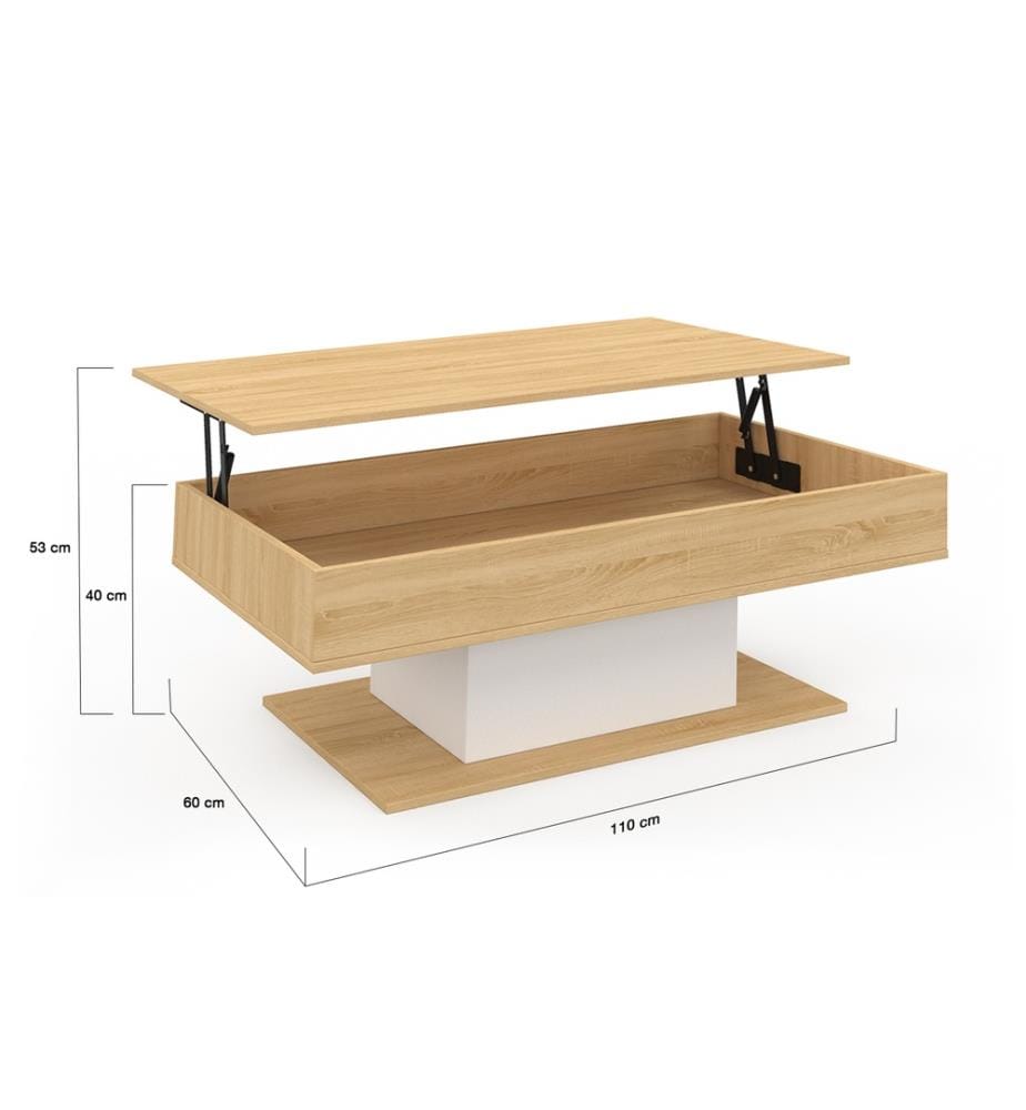 Couchtisch Tania mit hochklappbarer Tischplatte- 110 cm