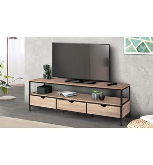 Meuble TV Memphis 160 x 40 x 50 cm - Bois & Noir