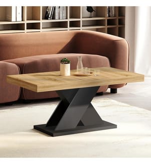 Niedriger Tisch Alexia 100 cm - Holz und Schwarz