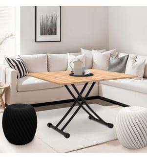 2-in-1-Esstisch Tribeca - Holz und Schwarz