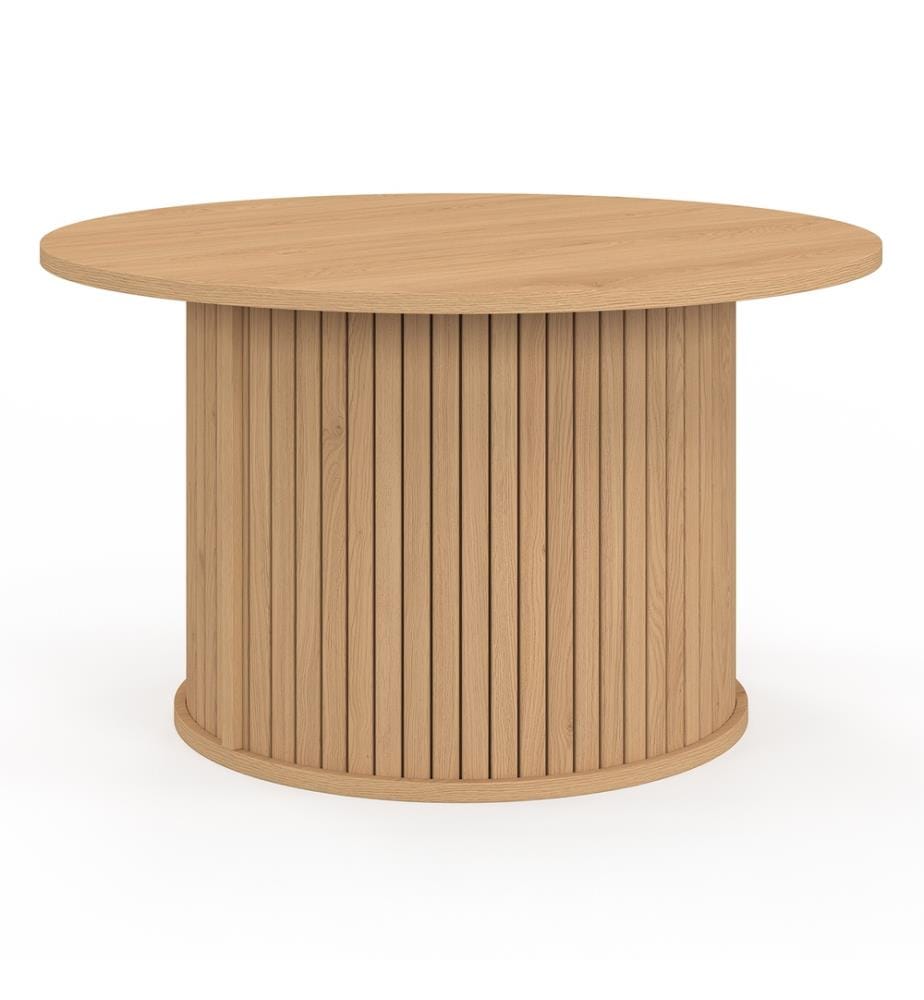 Albane round coffee table with slatted legs
