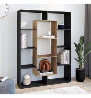 Bücherregal Paulette 11 Fächer Holz und Schwarz 143cm