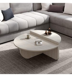 Runde asymmetrische Couchtische mit Travertin-Effekt
