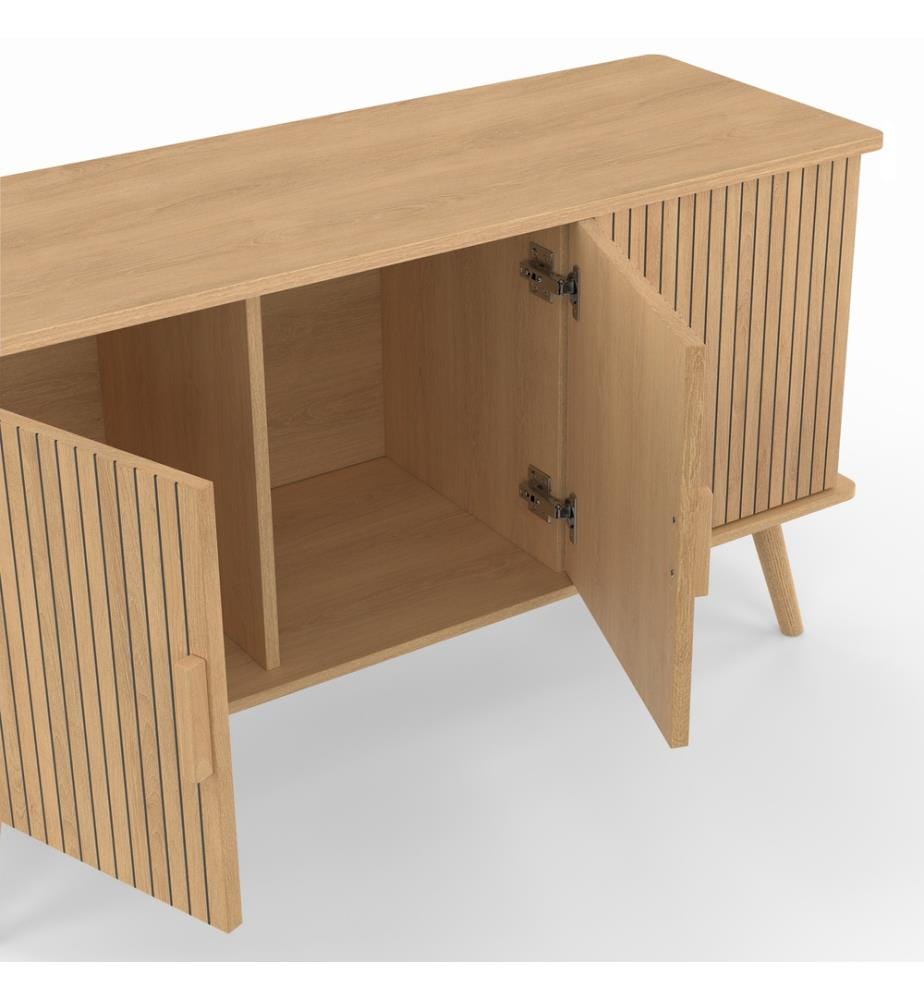 Credenza Faustine a 3 ante con effetto doghe L110cm - Marrone