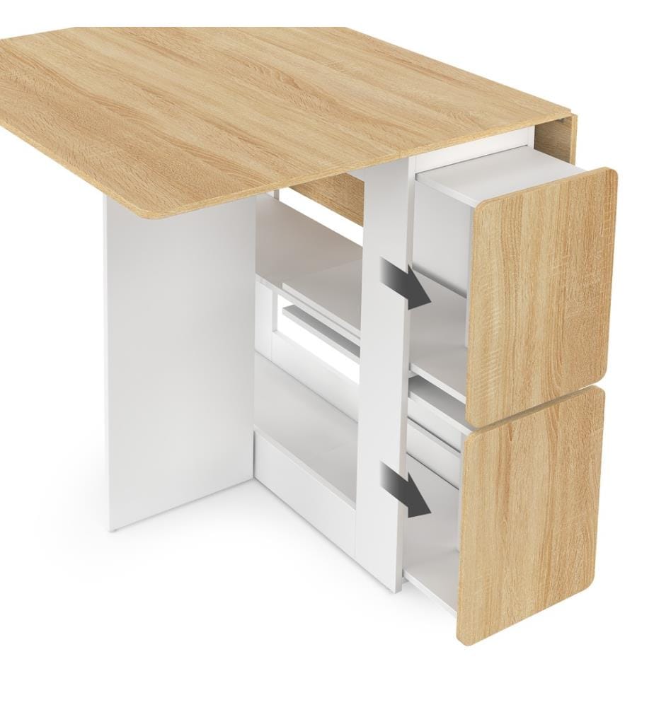 Ensemble repas Andy table pliante et 4 tabourets  - Bois et Blanc