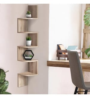 Wandregal Ecke 20 x 20 x 120 cm - Braun