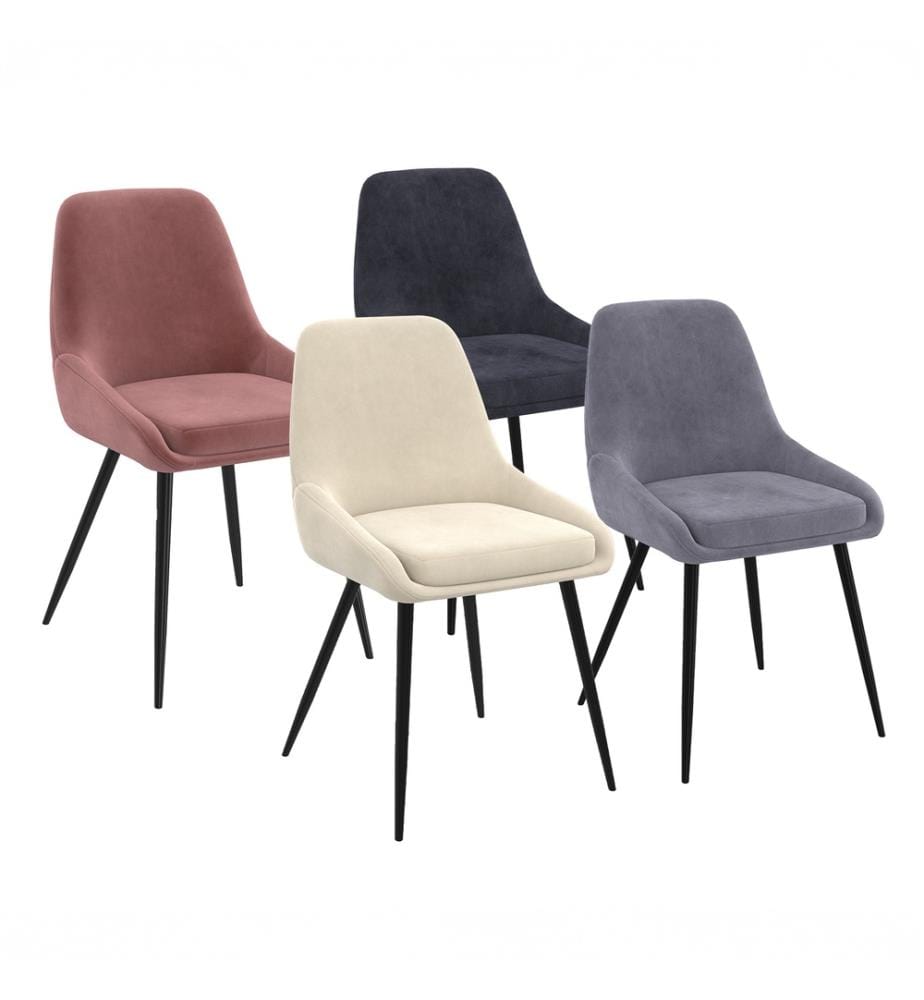 4er-Set Stühle Olivia Sitzfläche Farbmix : 1x beige, 1x hellgrau, 1x dunkelgrau und 1x rosa