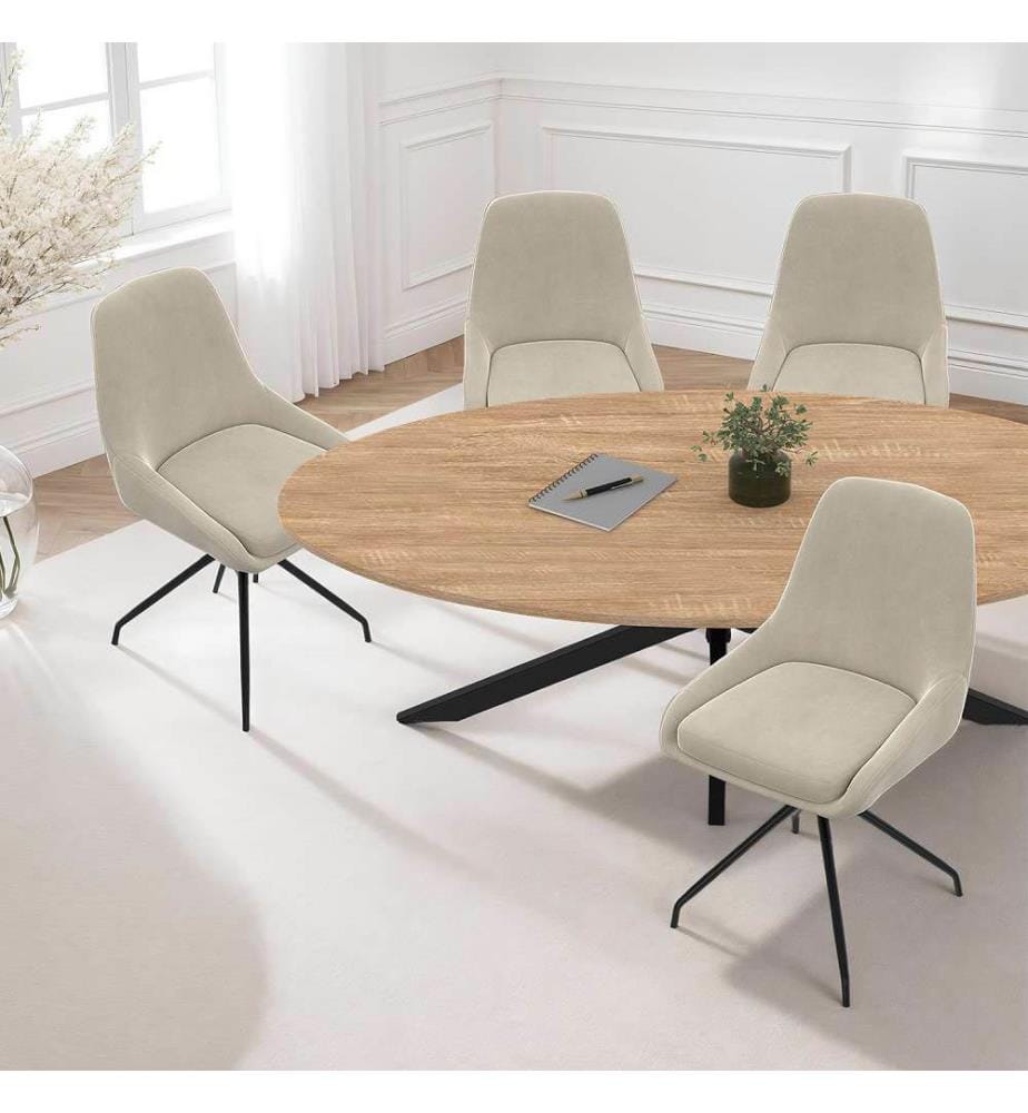 4er-Set Stühle Olivia Drehbare Sitzfläche Creme Metallfüsse - Creme