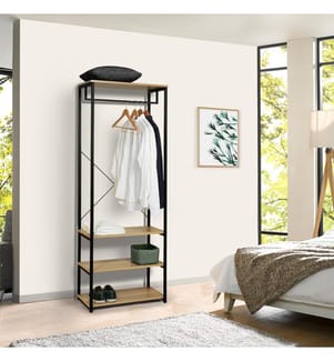 Ankleidezimmer - 60 x 40 x 167 cm - Hellbraun und Schwarz