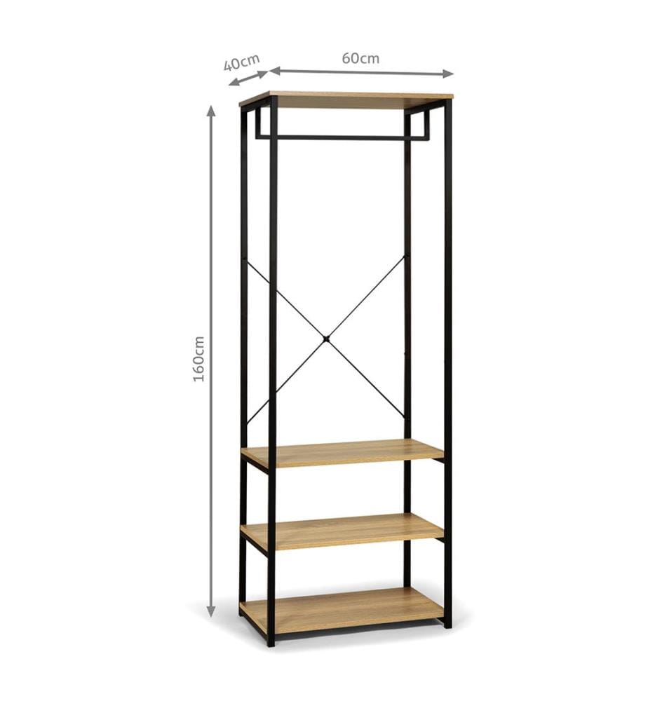 Ankleidezimmer - 60 x 40 x 167 cm - Hellbraun und Schwarz