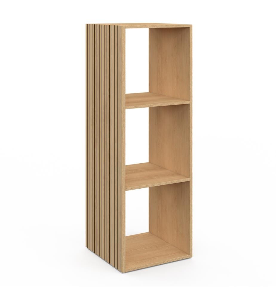 Meuble de rangement cube Faustine 3 case effet lattes