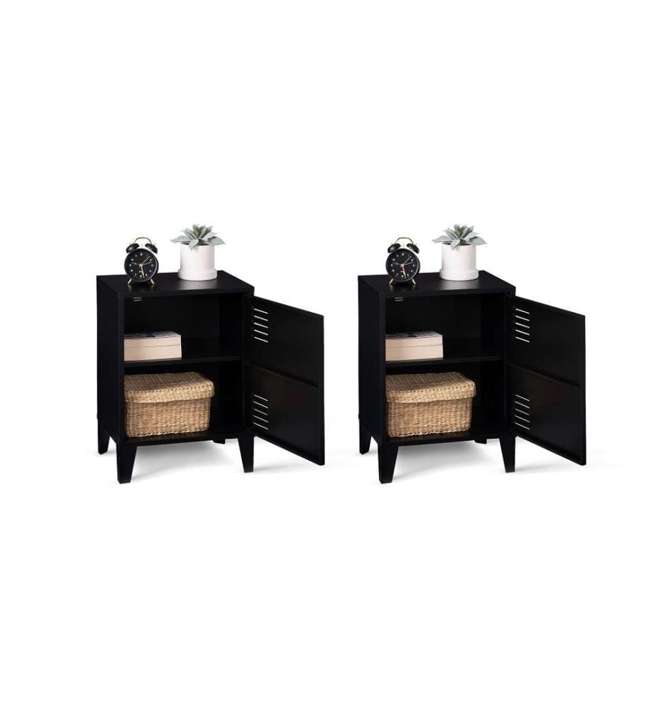 Set of 2 Storen Metal Bedside Tables - Black