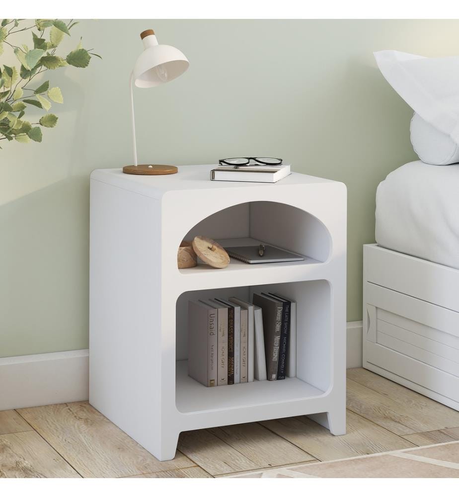Set of 2 white organic bedside tables
