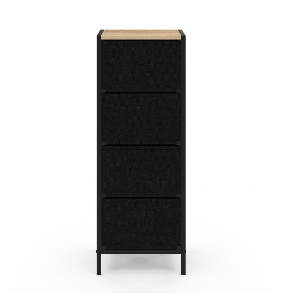 Comodino Iris a 4 cassetti - Legno e nero