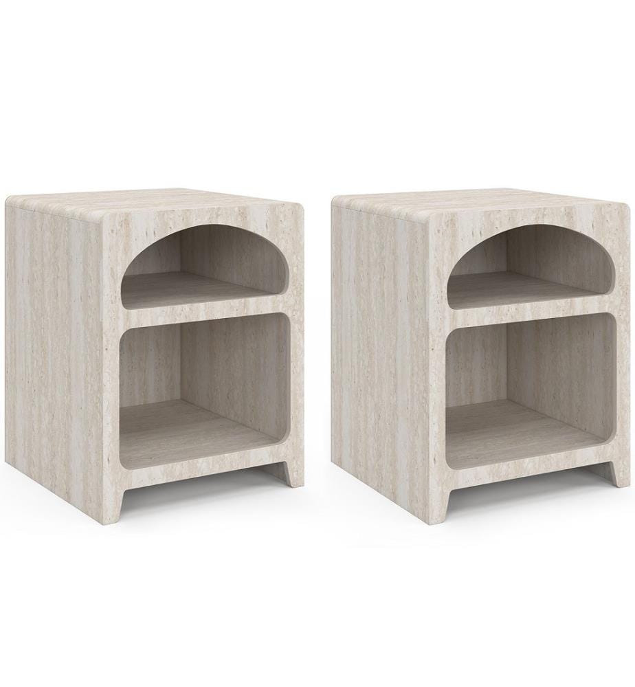 Set di 2 comodini Alyana - Effetto travertino