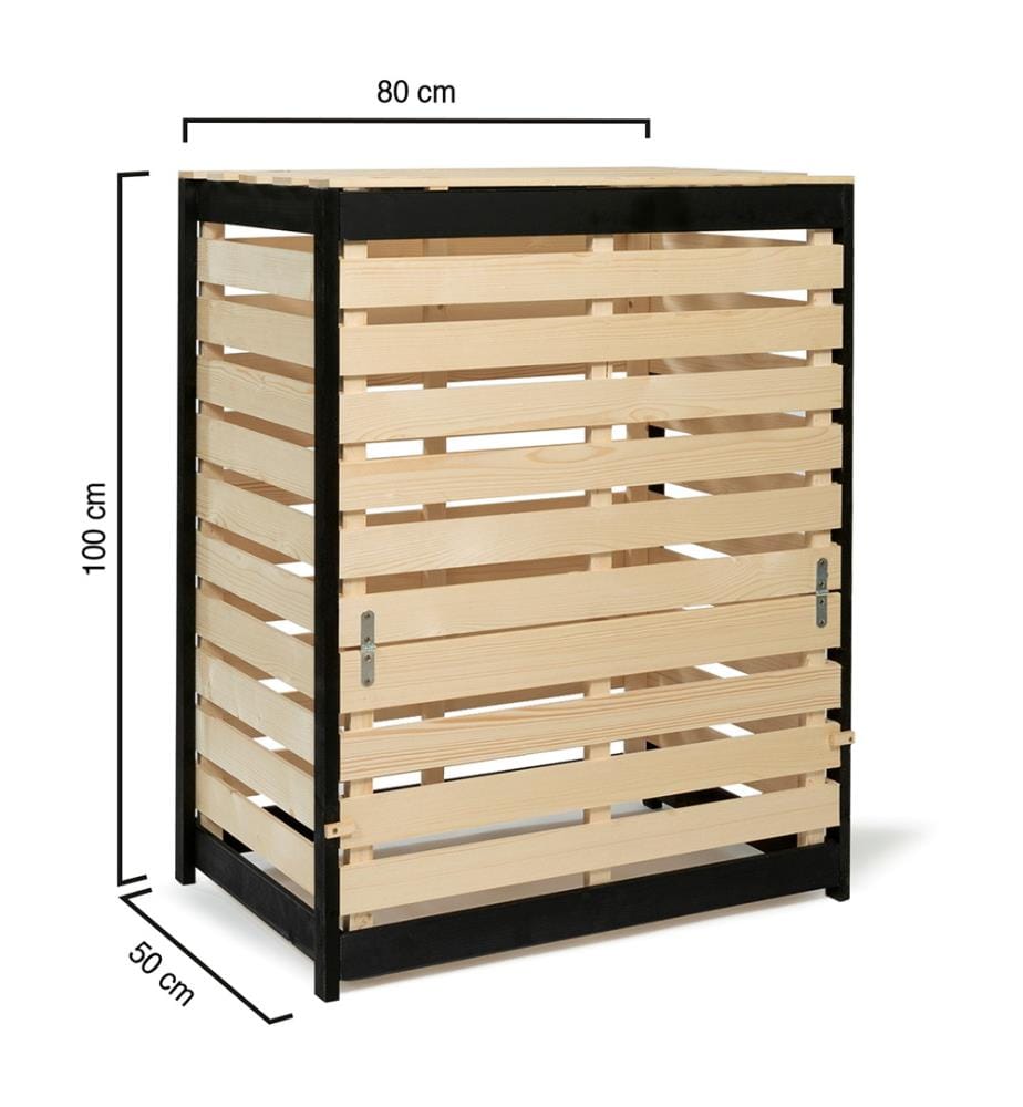 Kompostbehälter aus Holz 360L - Braun und Schwarz