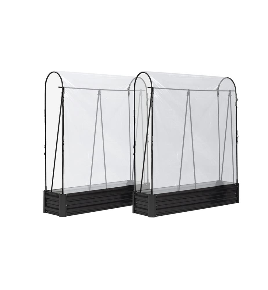 Set of 2 Metal Tomato Greenhouses - Black