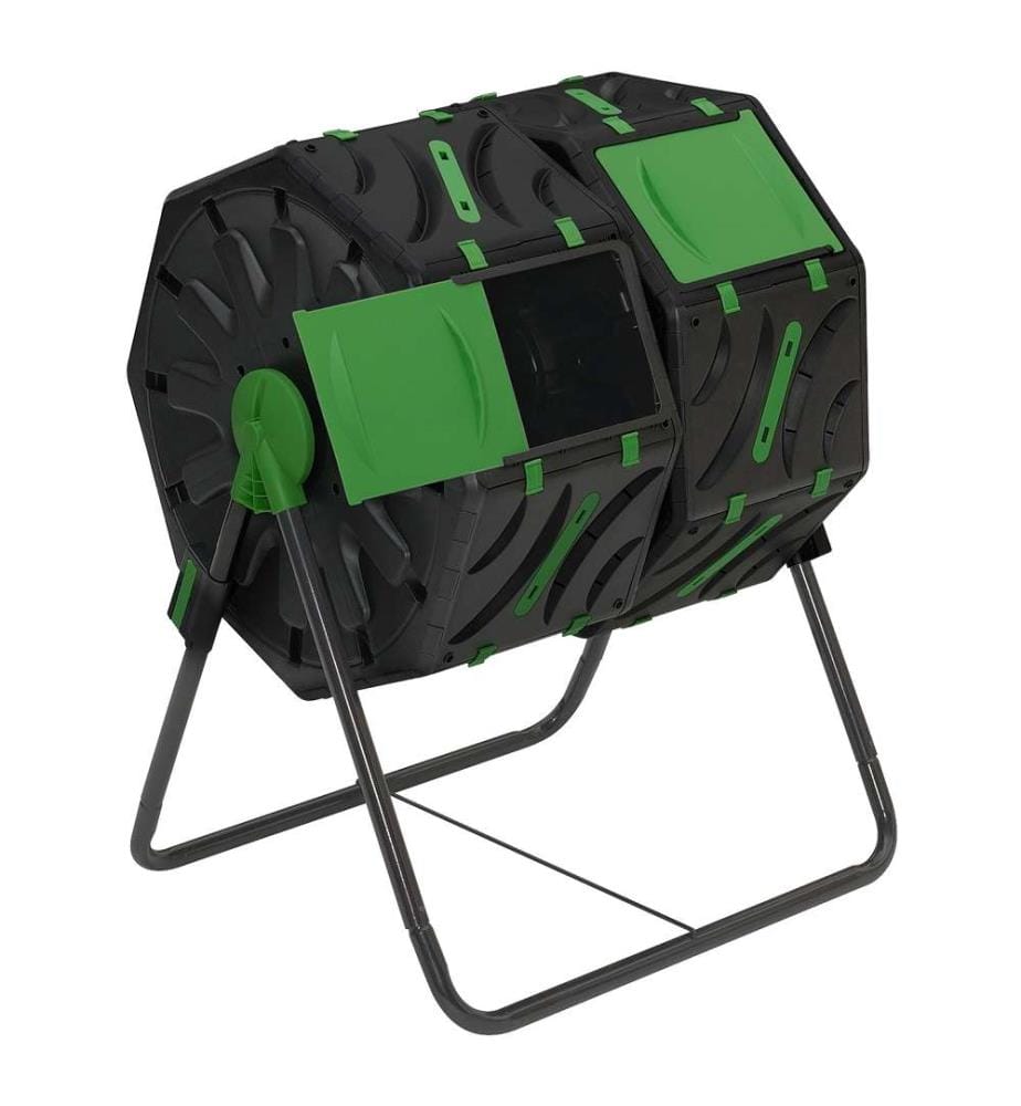 Bac de Compostage Rotatif Double Compartiments 140L - Noir et Vert