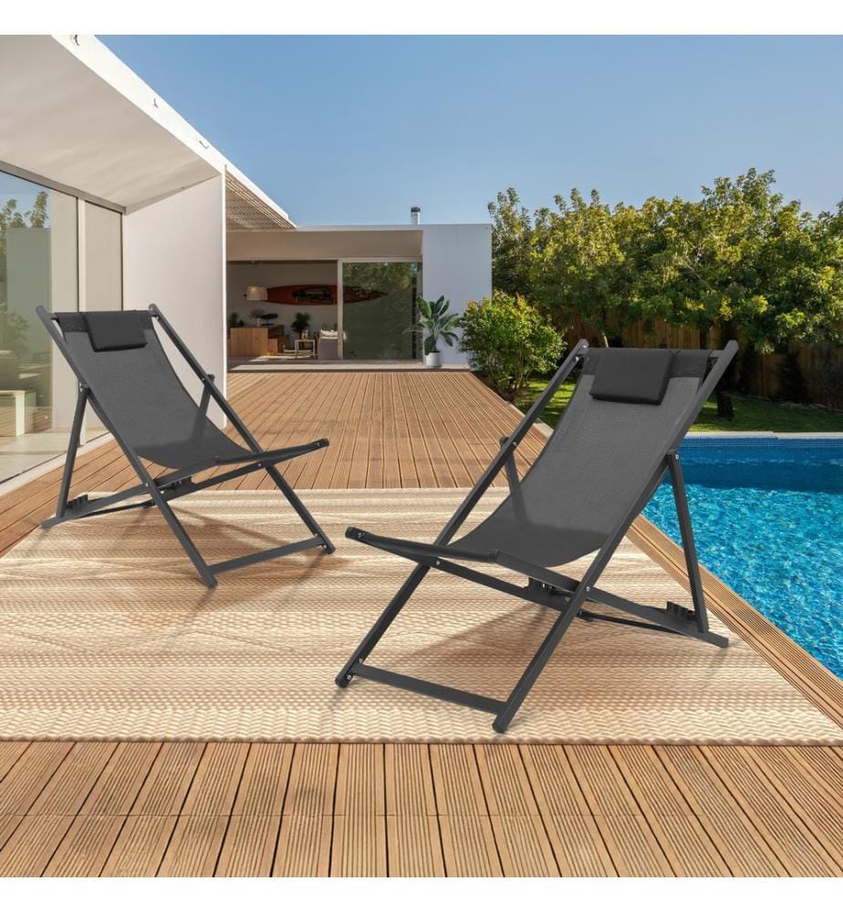 2er-Set Chiliennes aus Metall und Stoff - Anthrazit